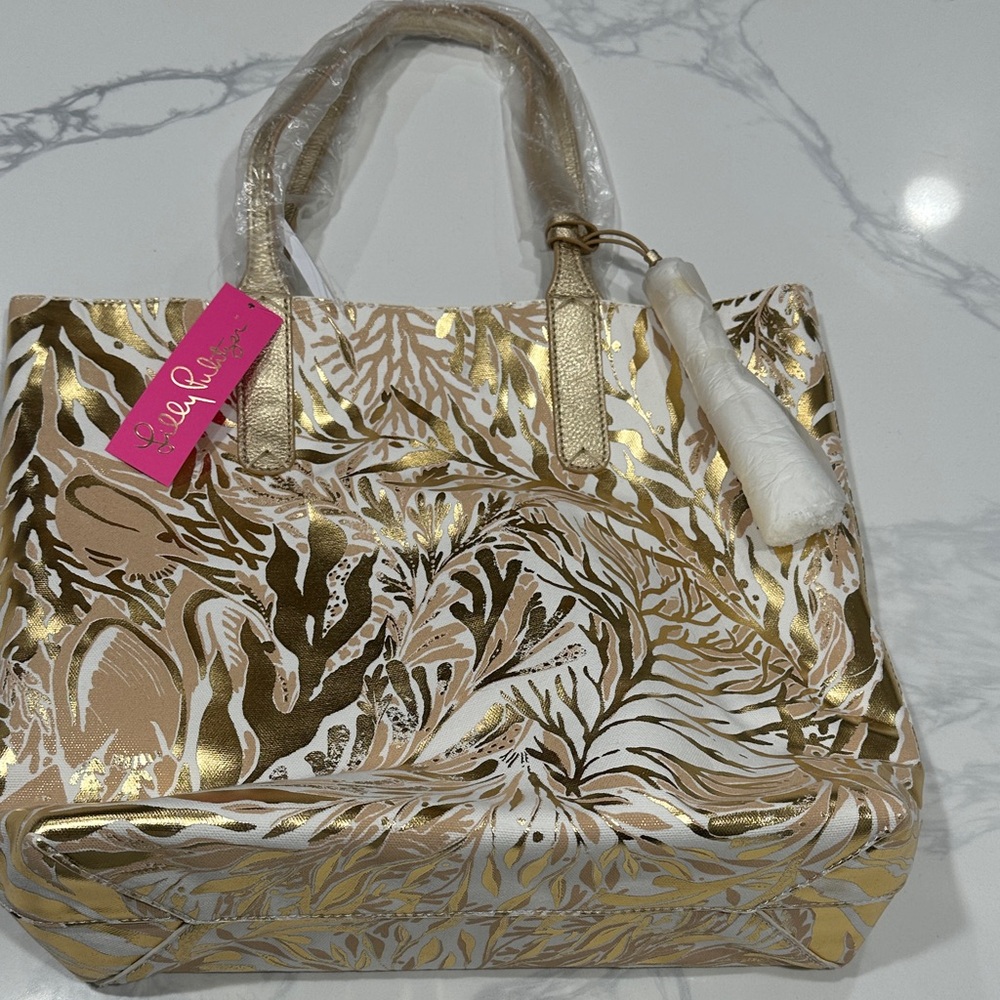Lilly Pulitzer Elegant Gold and White Tote